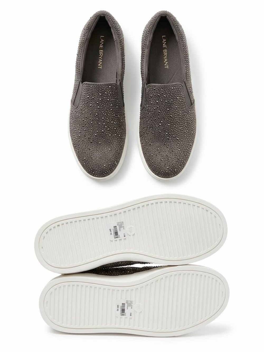 Lane Bryant Gray Rhinestone Slip-On Clog Sneakers